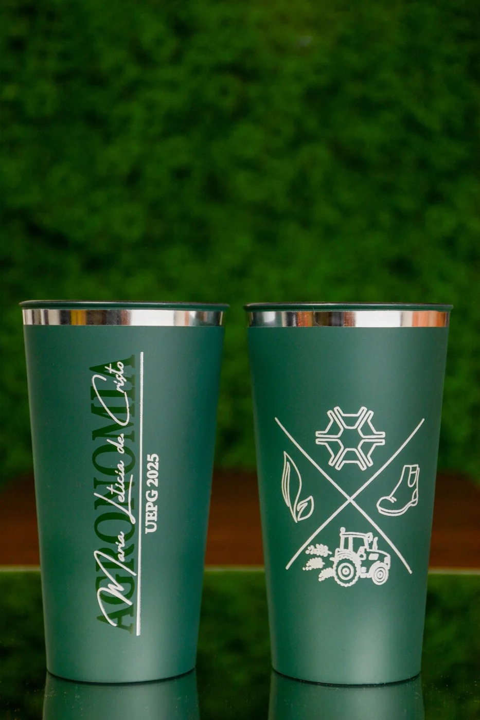 Copos twister verdes personalizados para formatura de agronomia
